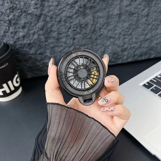 Mobile Protective Case with Ring Stand Holder, Vintage Wheel Design, Light (Multicolor)